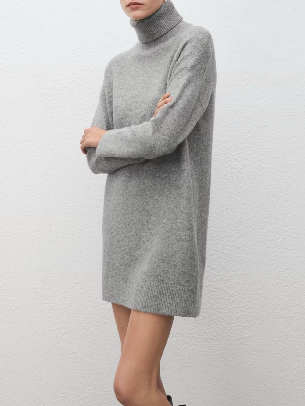 Mango Grey Turtleneck Sweater Dress